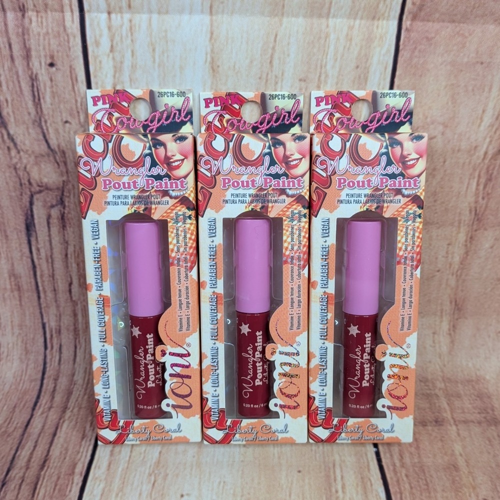 3 PK Ioni Pink Cowgirl Wrangler Pout Paint Liberty Coral Matte Liquid Lipstick